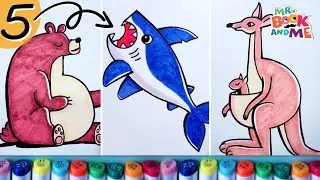 Number 5 to Art🐻🦈| How to Draw with the Number 5 #drawing #howtodraw #numberdrawing