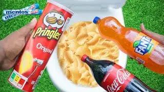 Experiment !! PRINGLES vs TOILET Coca Cola, Fanta & Mentos