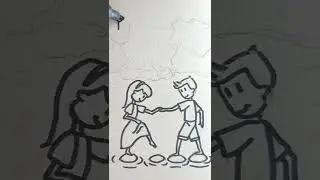 DRAW WALK AT THE WATERFALL | lovestory | РИСУЕМ ПРОГУРЛКА У ВОДОПАДА #Shorts
