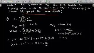 Mastering the Determinant of a Matrix along a Row or Column: Cofactor Expansion Technique Explained!