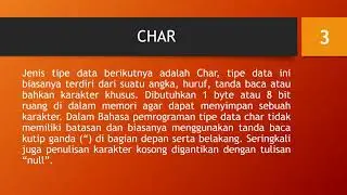 JENIS - JENIS TIPE DATA