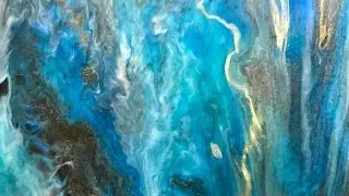 A Flip, Drag and Tilt Dirty Acrylic Abstract Pour on an 8 by 10 Yes Canvas Board