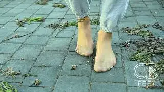 ASMR. Barefoot in torn tights