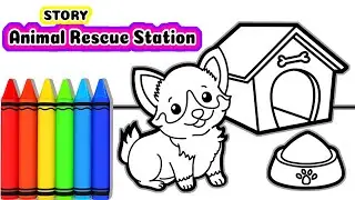How to draw a DOG and Dog's House - Storytelling: The Animal Rescue Station
