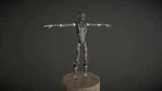 Robototron Humanoid Robot Avatar Turntable Demo - Black Paint Old Metal Skin