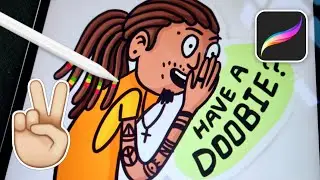 Doobie Guy Digital Sticker Art on iPad using Procreate