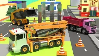 Cement Mixer crashes into house - Dump Truck, Loader building new house | 3D Construction Vehicles