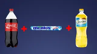 ЧТО БУДЕТ ЕСЛИ СМЕШАТЬ КОКА КОЛУ  ПОДСОЛНЕЧНОЕ МАСЛО И ЗАКИНУТЬ МЕНТОС??