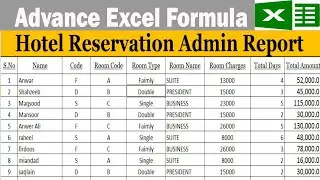 Hotel Reservation Admin Report in Excel by learning center in Urdu/Hindi