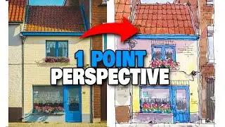 Urban Sketching Building In Front View | One Point Perspective For Beginners