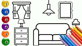 How to draw a living room | Easy drawing | Learn to draw step by step@DRAWTAK