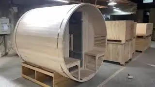 Barrel sauna installation