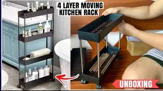 Unboxing 4 Layer Moving Rack Kitchen Storage for Bedroom, Bathroom + Assembling Tutorial