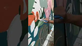 Mural di Cafe - Tropical Floral #mural #muralart #senilukis #lukisan #floral #floralart  #menggambar