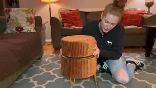 Review of YOUHUAGUO Storage Ottoman Foot Rest, Velvet Round Ottoman Coffee Table Vanity Stool