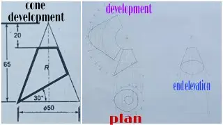development of surfaces in engineering drawing ( cone - 1 )