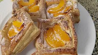 Peach puff pastry dessert |Easy peach puff pastry dessert