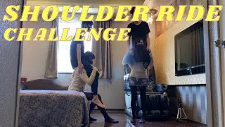 Shoulder ride Challenge!! Strong sister lifted me up 