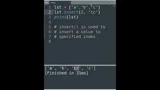 Insert() in python lists 