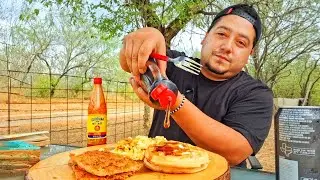 Outdoor Breakfast Scrambled Eggs Waffles And Homemade Hash Browns Mukbang!