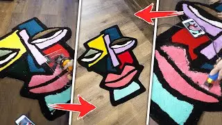 Finishing an ABSTRACT Tufted Rug 🎨 ✨ *FULL TUTORIAL*