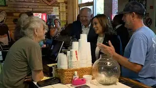 Kamala Harris, Tim Walz visit Sandfly BBQ in Savannah