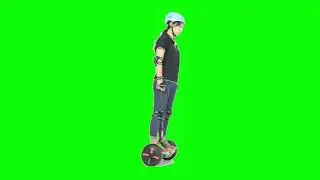 Girl on scooter green screen