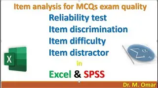 Item analysis for MCQs exam-Reliability test-Item discrimination-Item difficulty-Item distraction