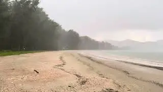 Krabi beach in rain