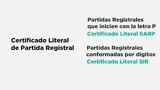 Certificado Literal de Partida Registral