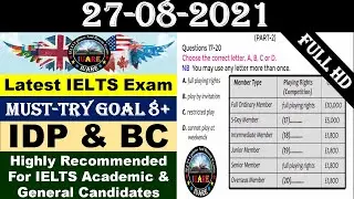 Latest IELTS Exam Listening Test With Answers | IELTS Listening Test 2021 | 27-08-2021