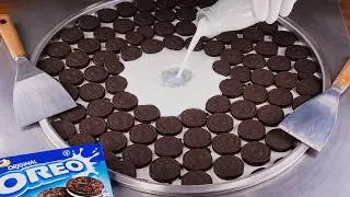 Massive OREO Ice Cream Rolls | how to make rolled fried Ice Cream with lots of Oreo Cookies | ASMR