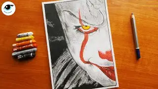 Pennywise | The Clown 🤡 | IT | Oil Pastel Drawing 🎨 - step by step