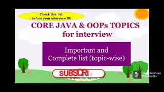 Core java topics list for interview| complete list of topics before java interview