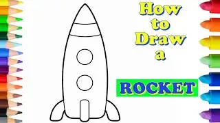 Rocket Drawing Tutorial How to Draw a Rocket Coloring Pages for Kids Coloring and Drawing