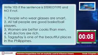 GRADE 5 ENGLISH - DETERMINE IMAGES IDEAS THAT ARE EXPLICITLY USED TO INFLUENCE VIEWERS (STEREOTYPES)