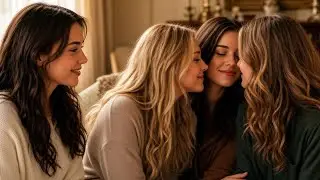 Soft Friendship kiss each other Moment Between Four beautiful girl kiss Four Women love story 
