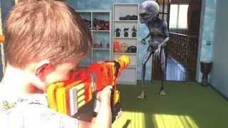 Nerf Game Bogdan VS Alien invasion in house Нерф Игра Богдан против инопланетянина вторжение в дом