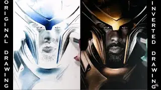 Inverted Drawing - Idris Elba as Heimdall from Thor movie | Jasmina Susak