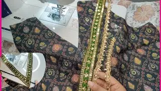 Designer V- Shape  lace Neck Design cutting and stitching, cotton Printed suit design लेस नेक डिज़ाइन