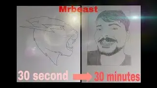 Making mrbeast sketch in 30 sec vs 30 min