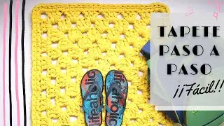 🧶💖Tapete en trapillo - Tapete granny square de forma fácil y paso a paso!!!
