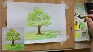 Рисуем дерево акварелью.
