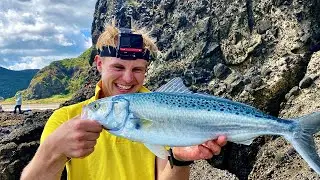 Fishing for Kahawai on Auckland's West Coast, New Zealand. EPS 1.