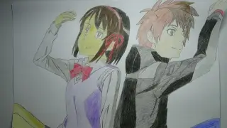 Speed drawing. Your name. Taki and Mizuho.Твоё имя. Таки и Мицуха. Рисунок.. あなたのお名前。タキみずほ。図。