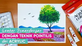 GAMBAR PEMANDANGAN DENGAN TEKNIK POINTILIS ACRYLIC
