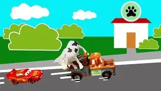 Rayo McQueen y Mate de Cars 3 llevan a la vaca Lola herida al veterinario