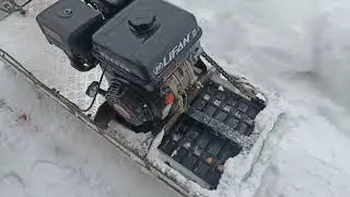 Самодельный мотобуксировщик, выставляю рулевое.
