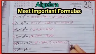 Most Important Formulaes Of Algebra #algebra #algebraformulas