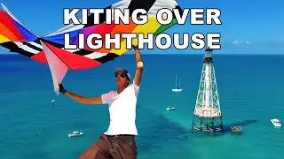 Kiting over Alligator Reef Lighthouse with Levitation Delta - Kite Aerial Photography Florida Keys